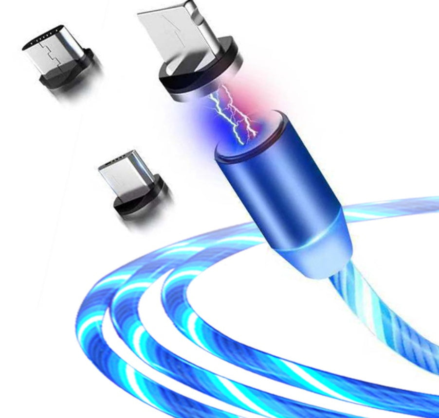Compatible with Apple, Flowing Ligh Magnetic Streamer Data Line Cable for Iphone Android Typec - BuzzMart