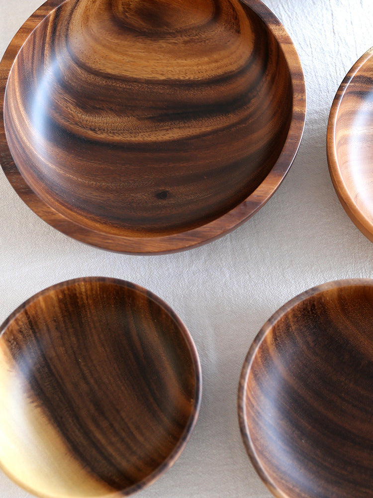 Kitchen Natural Wooden Bowl Household Fruit Bowl Salad Bowl For Home Restaurant Food Container Wooden Utensils Note The Size Hot - BuzzMart