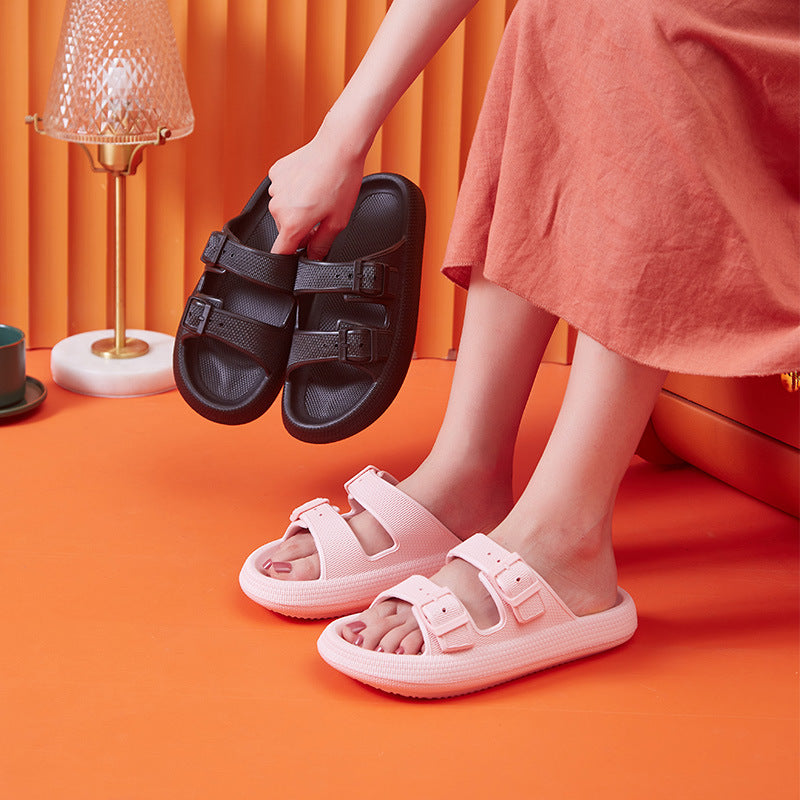Platform Slippers Women's Summer Buckle Home Shoes Fashion Outdoor Wear Soft Bottom Sandals - BuzzMart