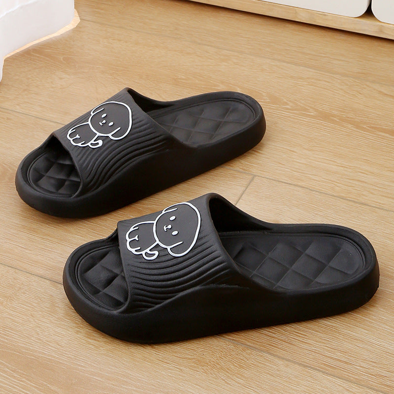 Cute Cartoon Dog Slippers Summer Solid Color Non-slip Rhombus Bathroom Slipper Indoor House Shoes For Men Women Couples - BuzzMart