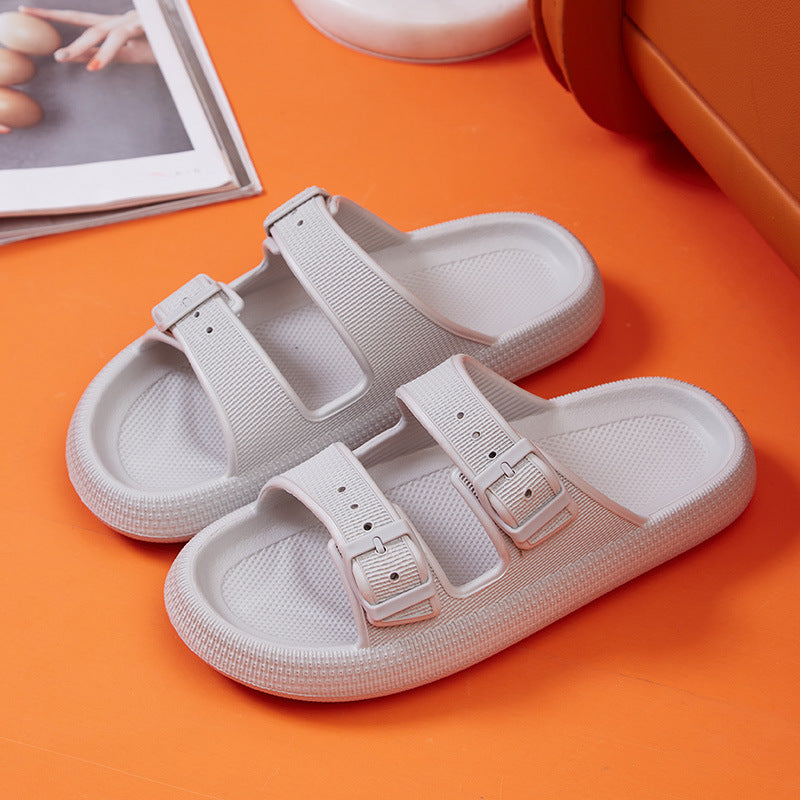 Platform Slippers Women's Summer Buckle Home Shoes Fashion Outdoor Wear Soft Bottom Sandals - BuzzMart