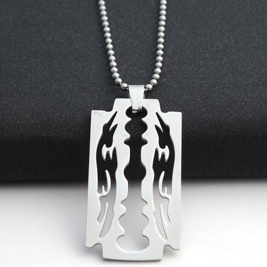 Gold Blade Pendant Necklace – Bold Stainless Steel Chain - BuzzMart
