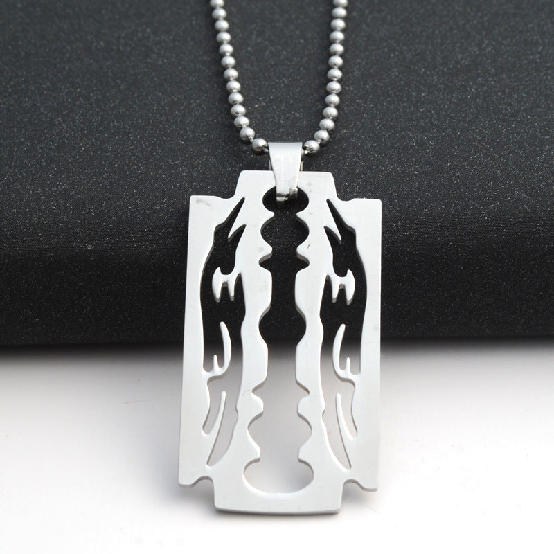 Gold Blade Pendant Necklace – Bold Stainless Steel Chain - BuzzMart
