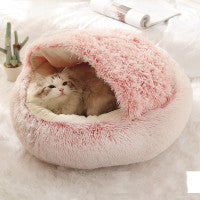 2 In 1 Dog And Cat Bed Pet Winter Bed Round Plush Warm Bed House Soft Long Plush Pets Bed Pet Products - BuzzMart