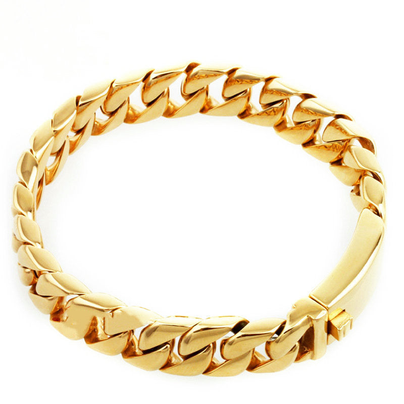 Bold Gold Chain Bracelet – Titanium Steel Korean Street Style - BuzzMart
