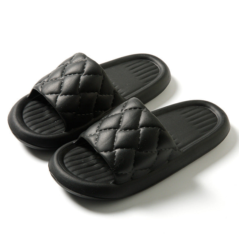 New Rhombus Home Slippers Summer Non-slip Floor Bathroom Slipper Lightweight Simple House Shoes For Women Men - BuzzMart
