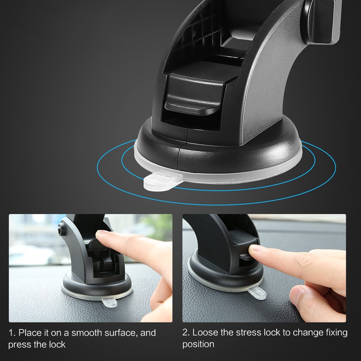 Car Phone Holder Long Rod Telescopic Car Dashboard Suction Cup Type - BuzzMart
