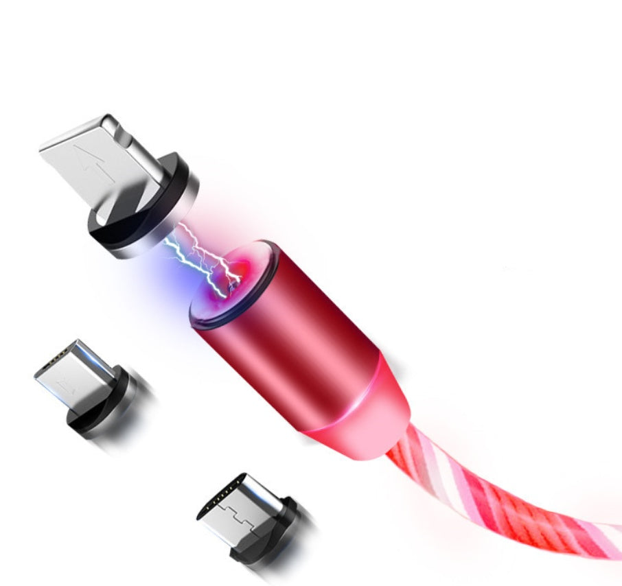 Compatible with Apple, Flowing Ligh Magnetic Streamer Data Line Cable for Iphone Android Typec - BuzzMart
