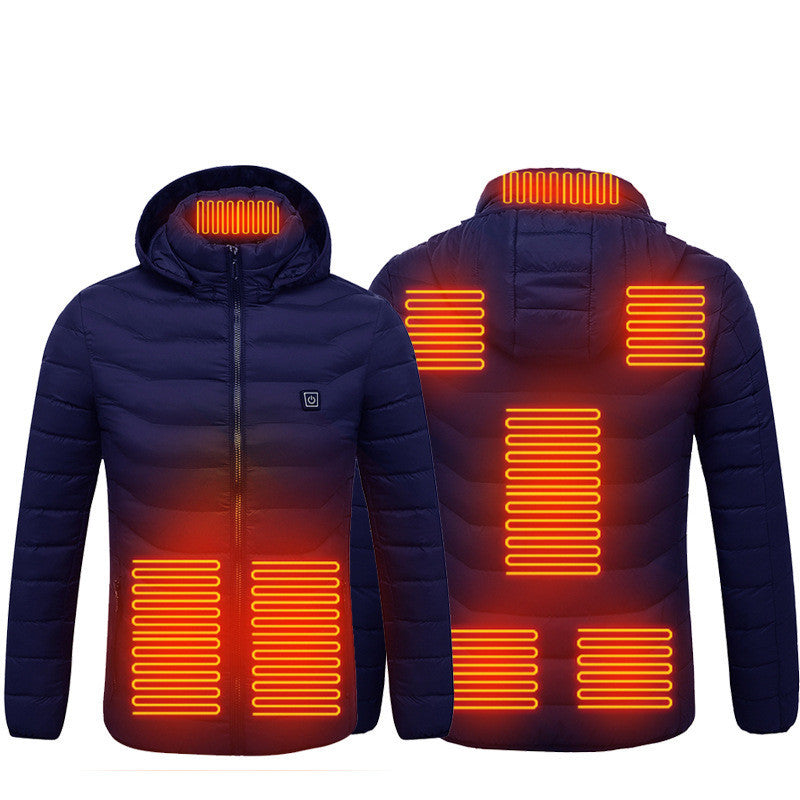 Men Heated Puffer Jacket Electric Heating Coat Insulated Hood Windbreaker 9Heat Zones - BuzzMart