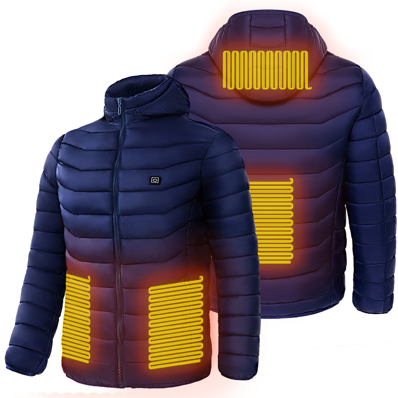 Men Heated Puffer Jacket Electric Heating Coat Insulated Hood Windbreaker 9Heat Zones - BuzzMart