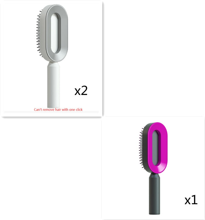 Self Cleaning Hair Brush For Women One-key Cleaning Hair Loss Airbag Massage Scalp Comb Anti-Static Hairbrush - BuzzMart