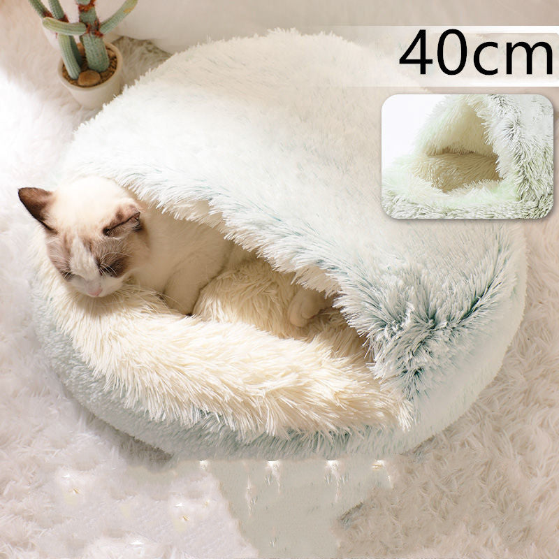 2 In 1 Dog And Cat Bed Pet Winter Bed Round Plush Warm Bed House Soft Long Plush Pets Bed Pet Products - BuzzMart