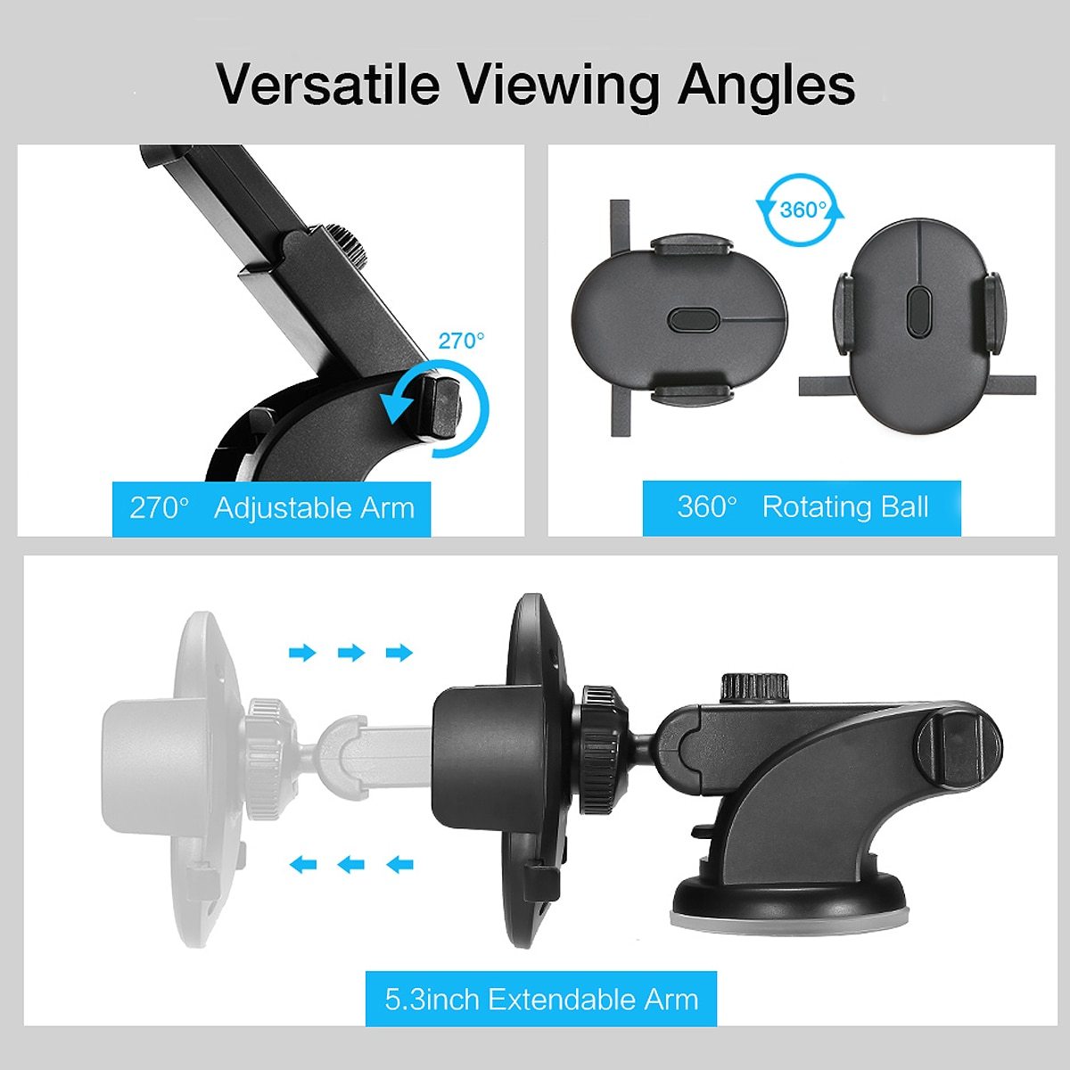 Car Phone Holder Long Rod Telescopic Car Dashboard Suction Cup Type - BuzzMart