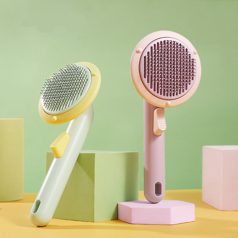 New Pet Cat Brush Hot Selling Hand-held Steel Wire Self-cleaning Comb Looper For Hair Removal - BuzzMart