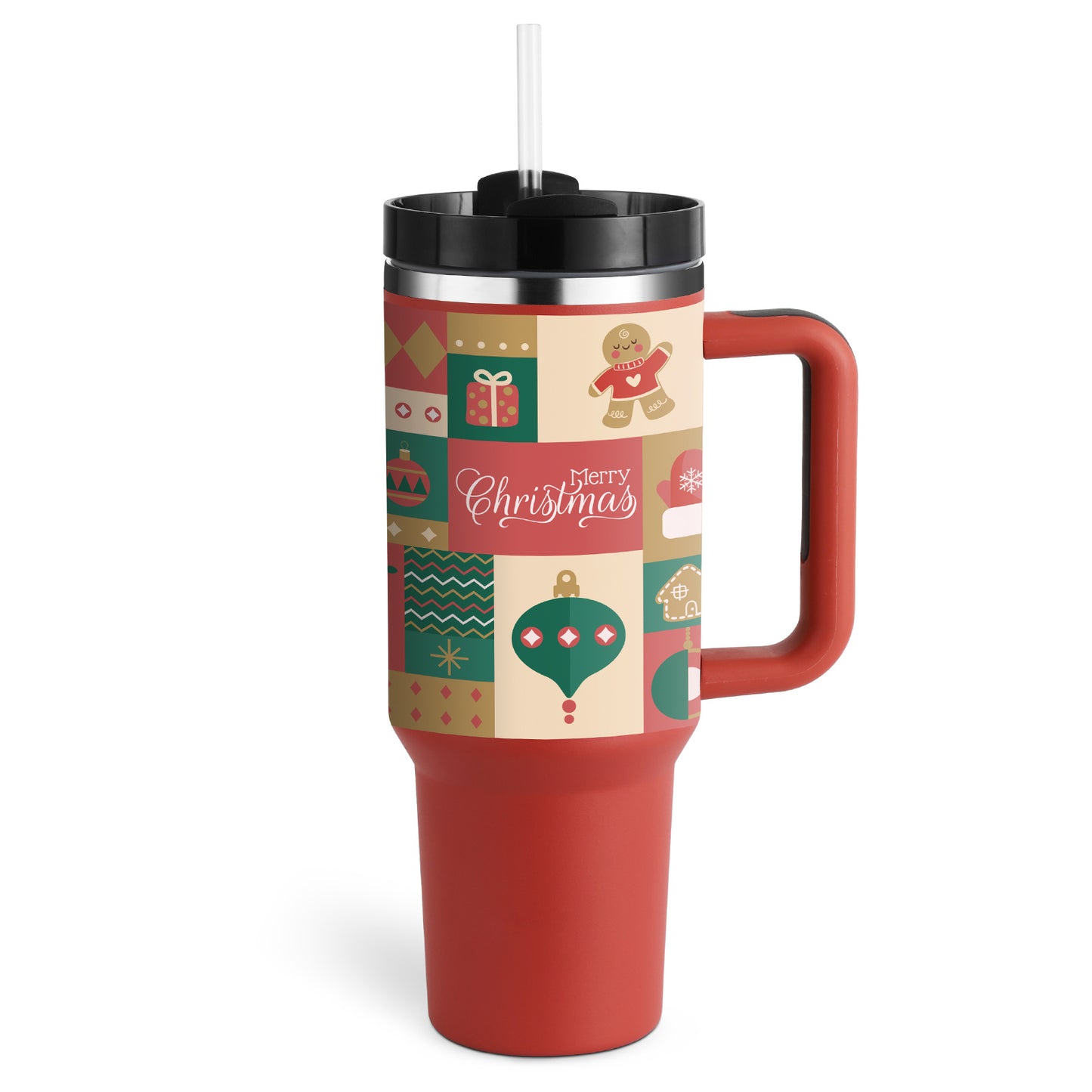 40 Oz Tumbler With Handle Straw Insulated, Stainless Steel Spill Proof Vacuum Coffee Cup Tumbler With Lid Tapered Mug Gifts For Valentine Lover Suitable For Car Gym Office Travel - BuzzMart