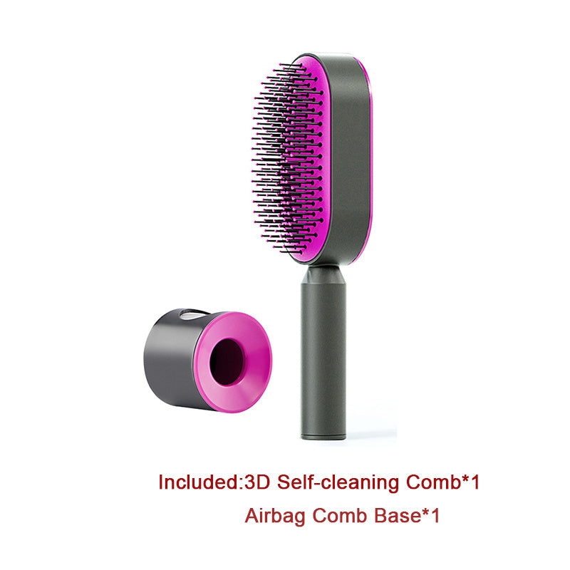 Self Cleaning Hair Brush For Women One-key Cleaning Hair Loss Airbag Massage Scalp Comb Anti-Static Hairbrush - BuzzMart