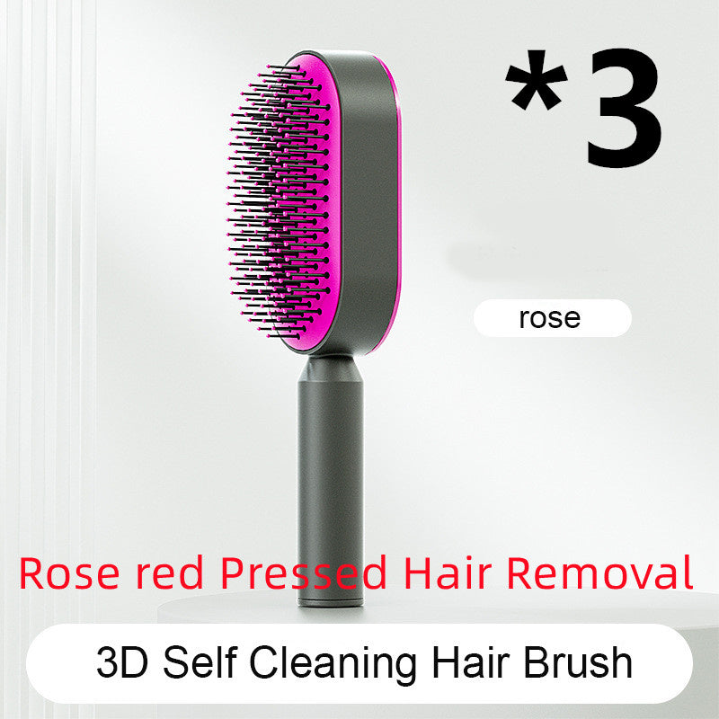 Self Cleaning Hair Brush For Women One-key Cleaning Hair Loss Airbag Massage Scalp Comb Anti-Static Hairbrush - BuzzMart