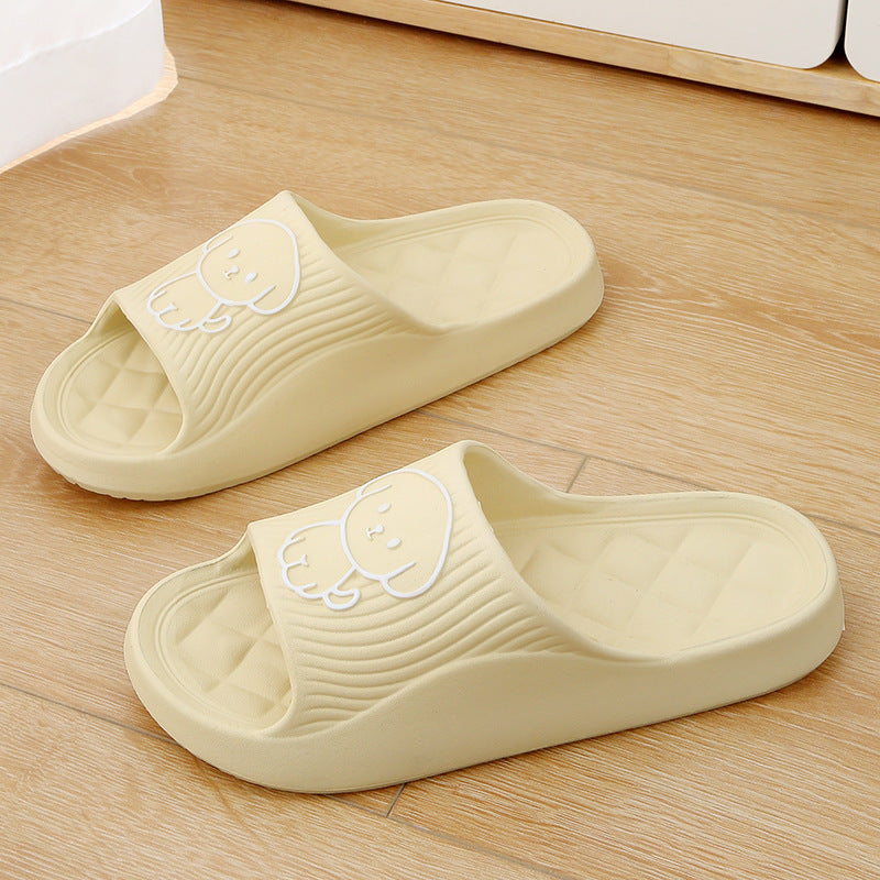 Cute Cartoon Dog Slippers Summer Solid Color Non-slip Rhombus Bathroom Slipper Indoor House Shoes For Men Women Couples - BuzzMart