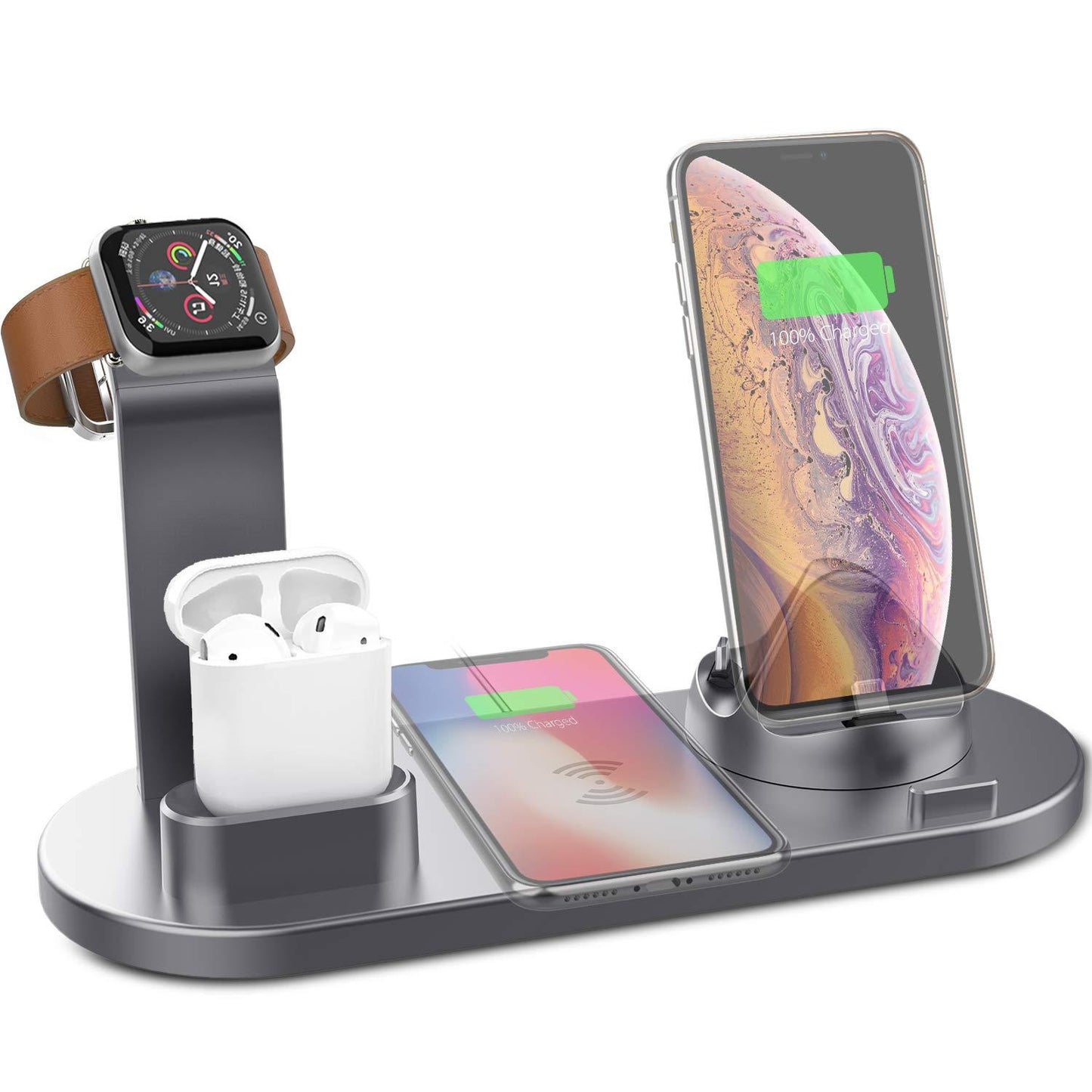 Wireless Charger 4 In 1 Charging Station For AppleIWatch Series 8 7 I-Phone 15 14 13 12 Pro Airpods Pro 3 2 Charging Stand Dock - BuzzMart