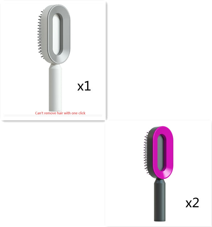 Self Cleaning Hair Brush For Women One-key Cleaning Hair Loss Airbag Massage Scalp Comb Anti-Static Hairbrush - BuzzMart