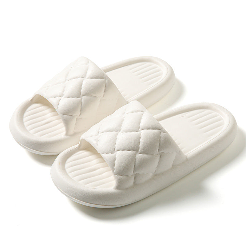 New Rhombus Home Slippers Summer Non-slip Floor Bathroom Slipper Lightweight Simple House Shoes For Women Men - BuzzMart