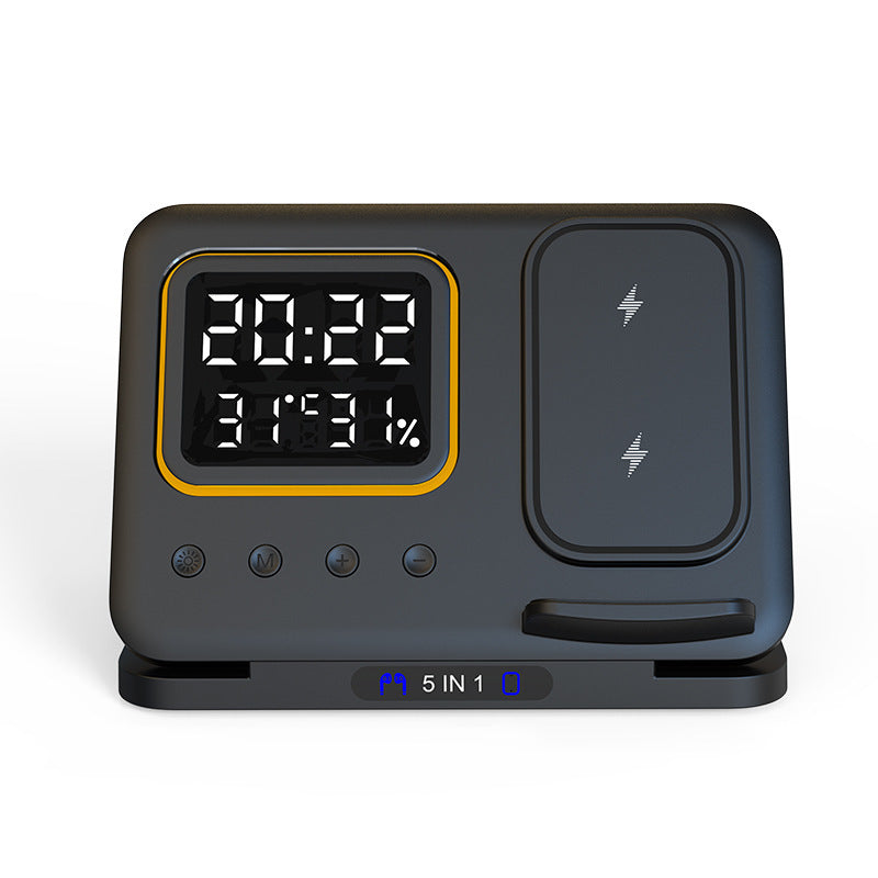 15W Wireless Chargers Stand 5 In1 LED Digital Alarm Clock Fast Charging Dock Station - BuzzMart