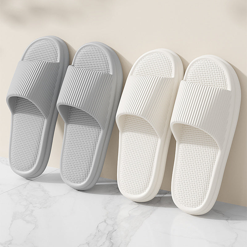 Striped Design Home Slippers For Women Men Soft Anti-slip Floor Bathroom Slippers Solid House Shoes - BuzzMart