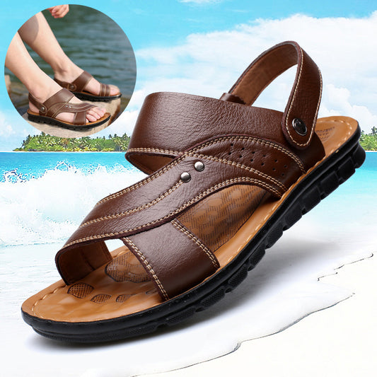 Men Sandals Summer Beach Shoes Adjustable Back Strap Design Slippers Slides - BuzzMart