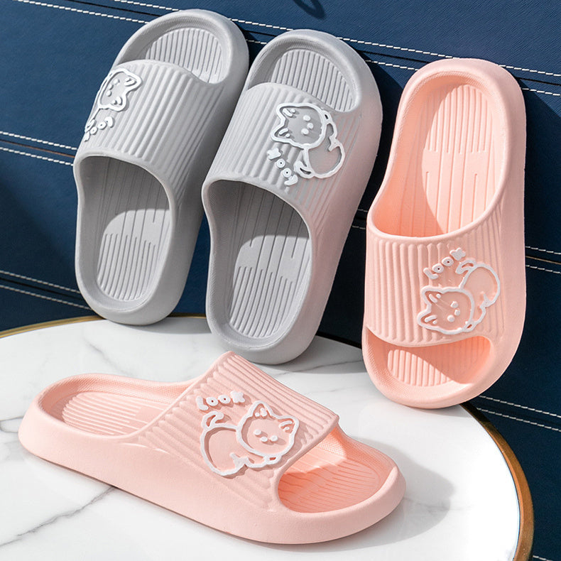 Cute Cat Slippers Summer Women Home Shoes Bath Thick Platform Non-Slip Slides Indoor Outdoor - BuzzMart