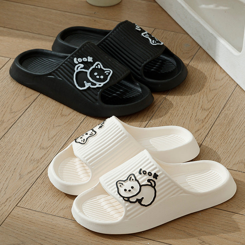 Cute Cat Slippers Summer Women Home Shoes Bath Thick Platform Non-Slip Slides Indoor Outdoor - BuzzMart
