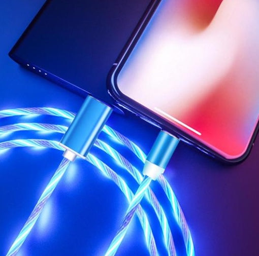 Compatible with Apple, Flowing Ligh Magnetic Streamer Data Line Cable for Iphone Android Typec - BuzzMart