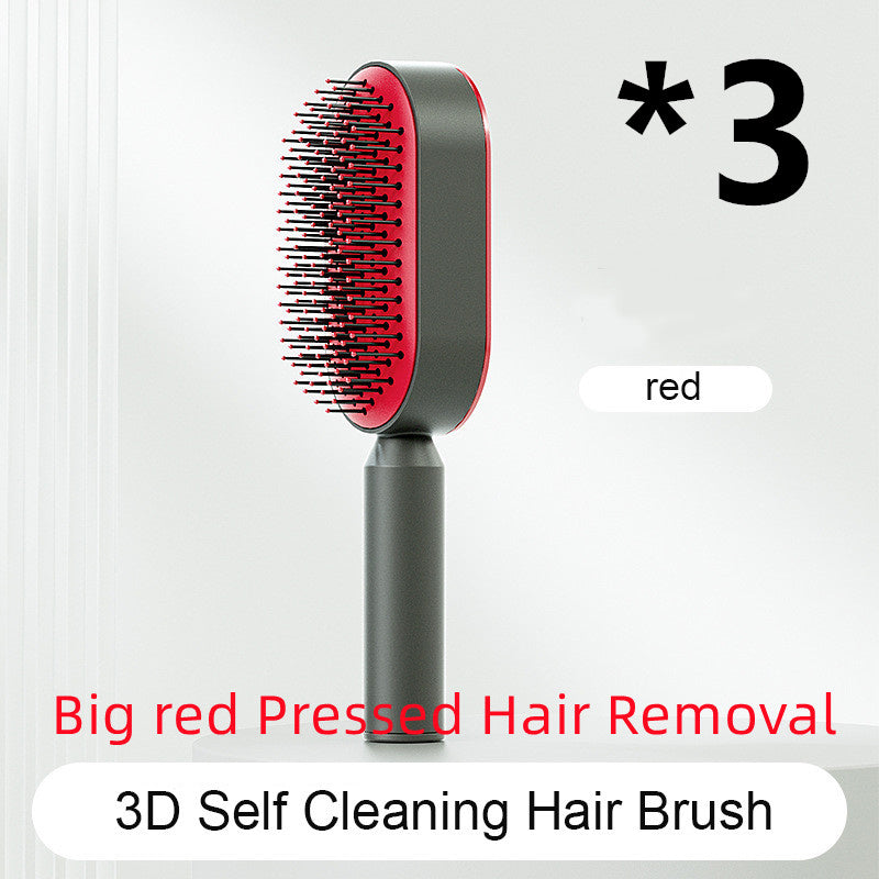 Self Cleaning Hair Brush For Women One-key Cleaning Hair Loss Airbag Massage Scalp Comb Anti-Static Hairbrush - BuzzMart