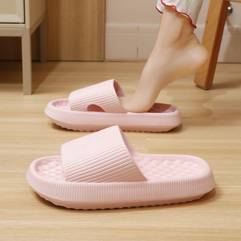 Summer EVA Slippers Solid Color Rhombus Stripe Anti-slip Slippers New Women's Home Shoes - BuzzMart
