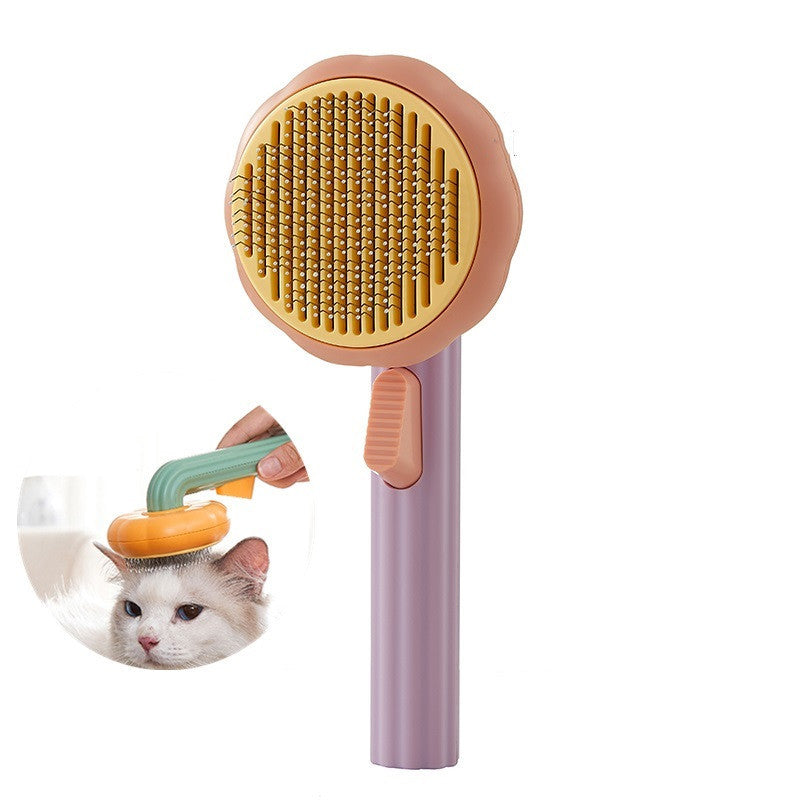 New Pet Cat Brush Hot Selling Hand-held Steel Wire Self-cleaning Comb Looper For Hair Removal - BuzzMart