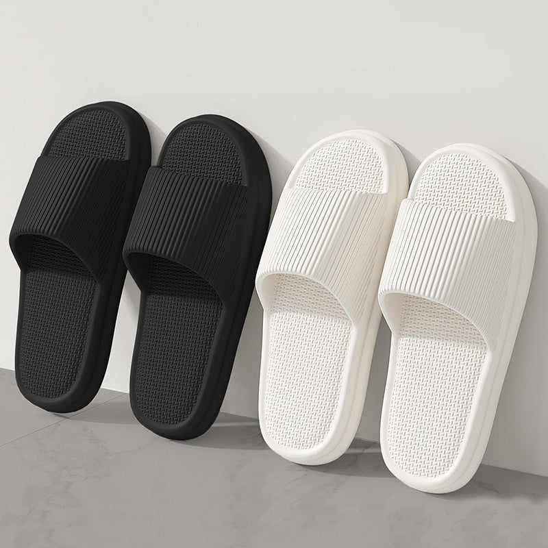 Striped Design Home Slippers For Women Men Soft Anti-slip Floor Bathroom Slippers Solid House Shoes - BuzzMart