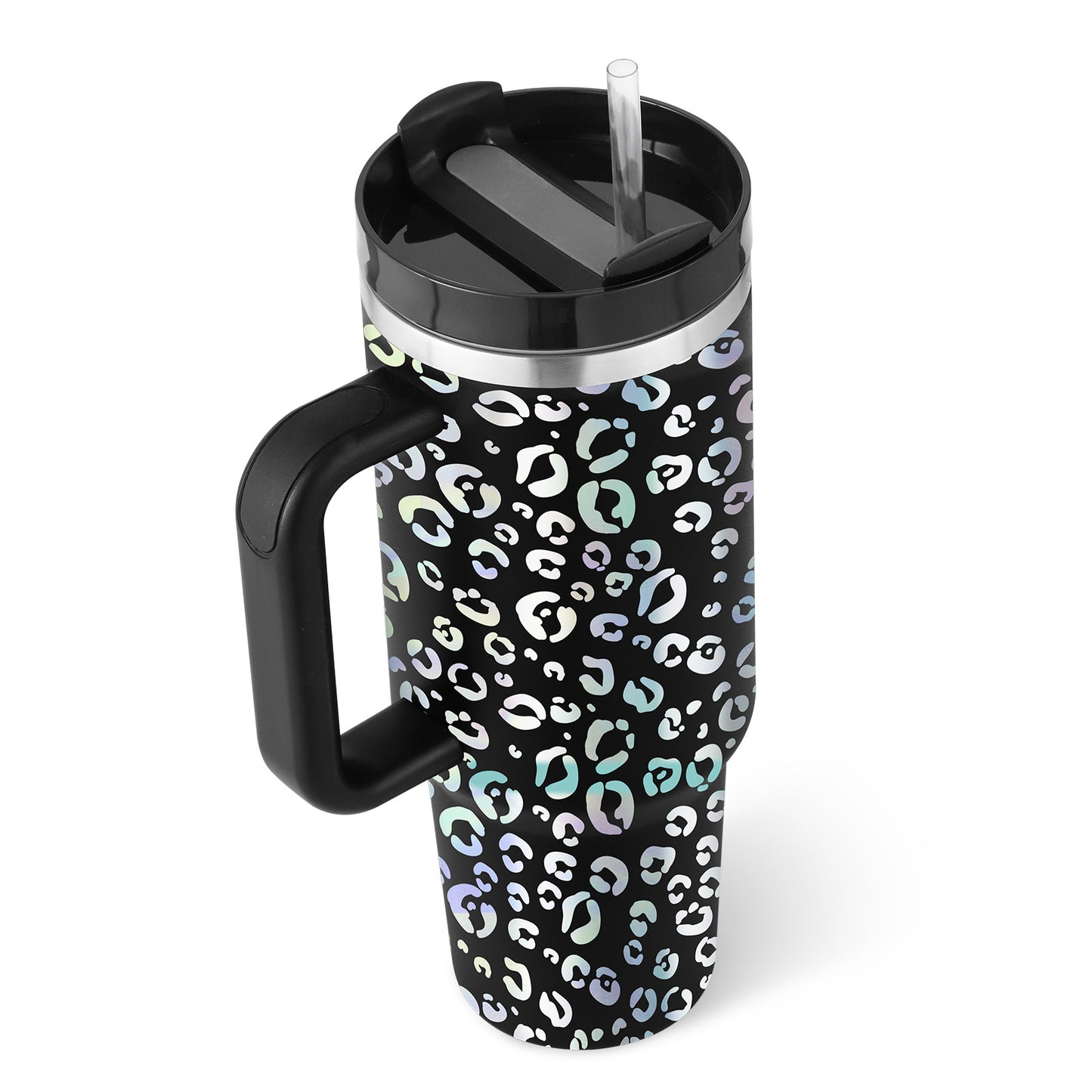 40 Oz Tumbler With Handle Straw Insulated, Stainless Steel Spill Proof Vacuum Coffee Cup Tumbler With Lid Tapered Mug Gifts For Valentine Lover Suitable For Car Gym Office Travel - BuzzMart