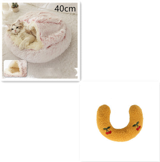 2 In 1 Dog And Cat Bed Pet Winter Bed Round Plush Warm Bed House Soft Long Plush Pets Bed Pet Products - BuzzMart