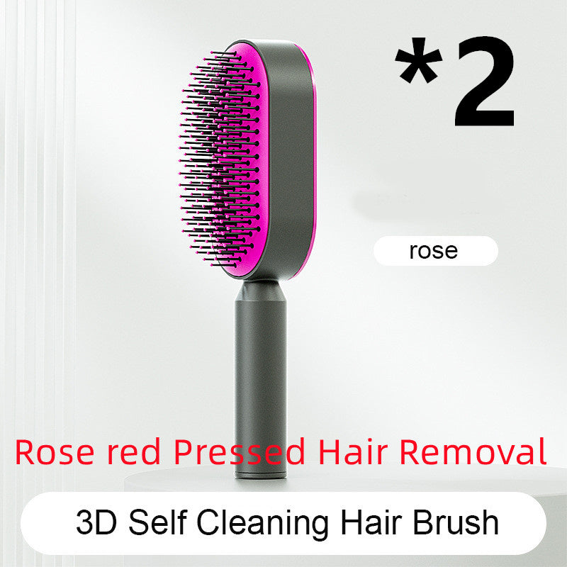 Self Cleaning Hair Brush For Women One-key Cleaning Hair Loss Airbag Massage Scalp Comb Anti-Static Hairbrush - BuzzMart