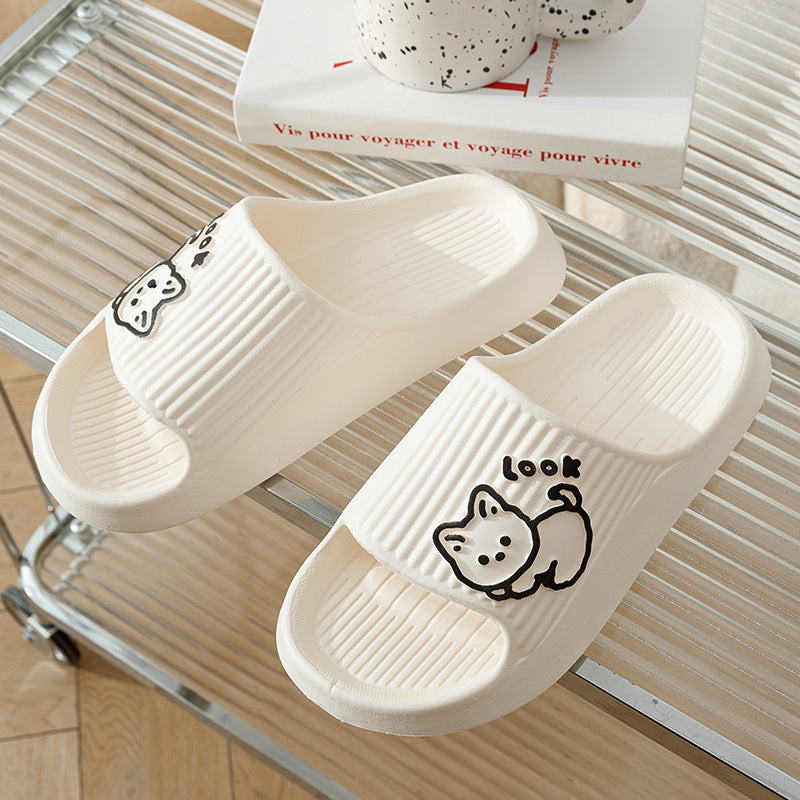 Cute Cat Slippers Summer Women Home Shoes Bath Thick Platform Non-Slip Slides Indoor Outdoor - BuzzMart