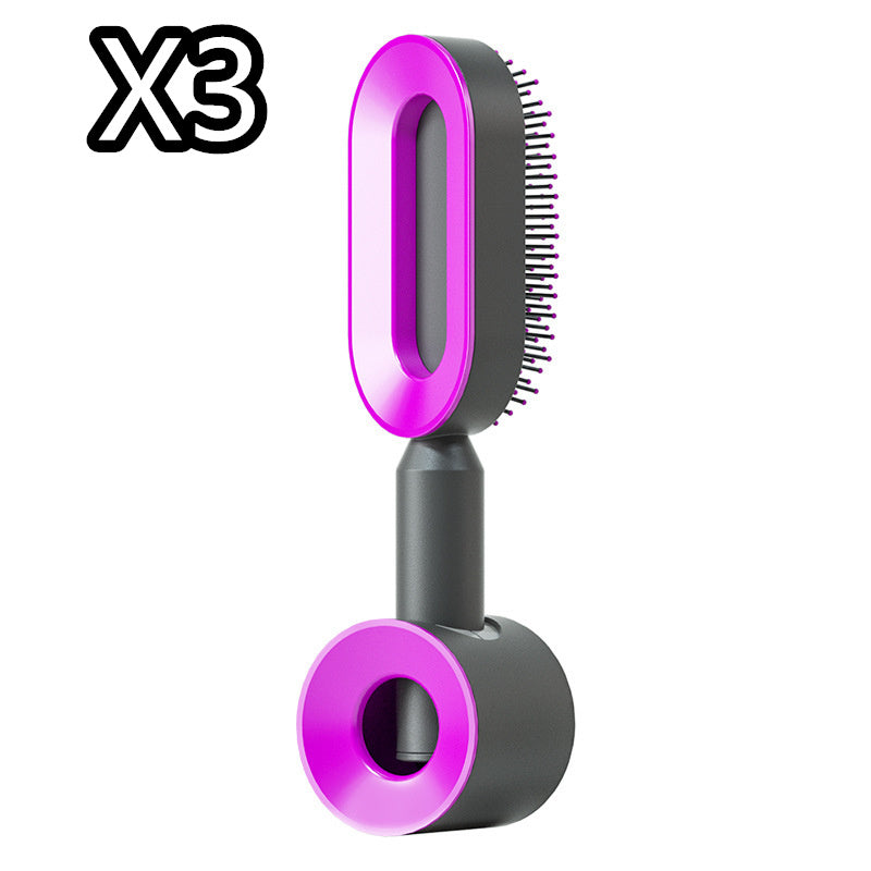 Self Cleaning Hair Brush For Women One-key Cleaning Hair Loss Airbag Massage Scalp Comb Anti-Static Hairbrush - BuzzMart
