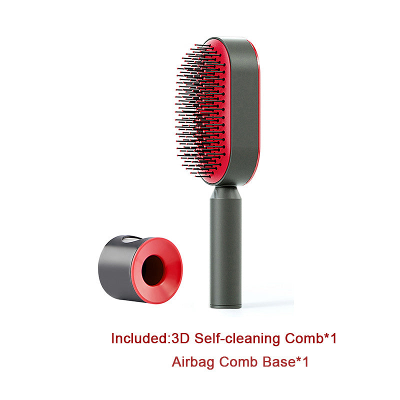 Self Cleaning Hair Brush For Women One-key Cleaning Hair Loss Airbag Massage Scalp Comb Anti-Static Hairbrush - BuzzMart