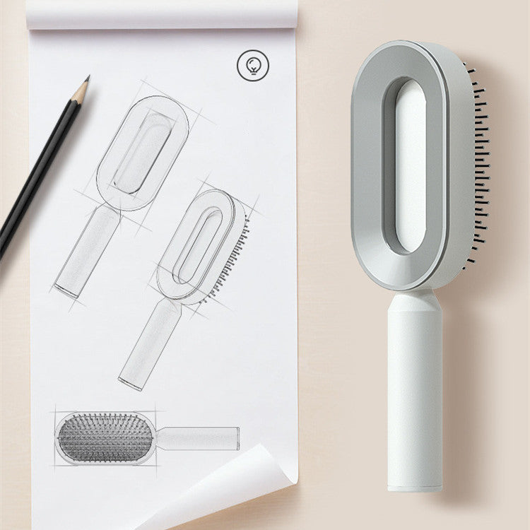 Self Cleaning Hair Brush For Women One-key Cleaning Hair Loss Airbag Massage Scalp Comb Anti-Static Hairbrush - BuzzMart