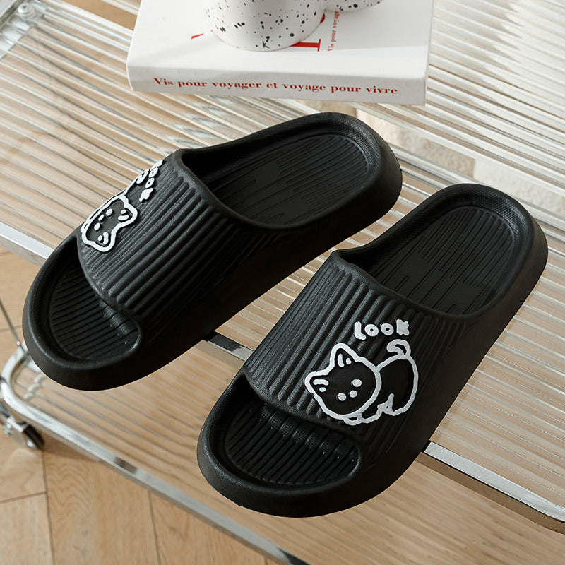 Cute Cat Slippers Summer Women Home Shoes Bath Thick Platform Non-Slip Slides Indoor Outdoor - BuzzMart