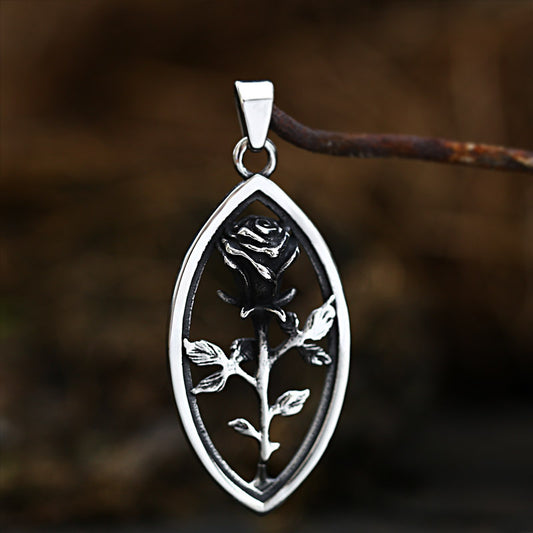 Hollow Rose Pendant – Elegant Titanium Steel Unisex Necklace - BuzzMart