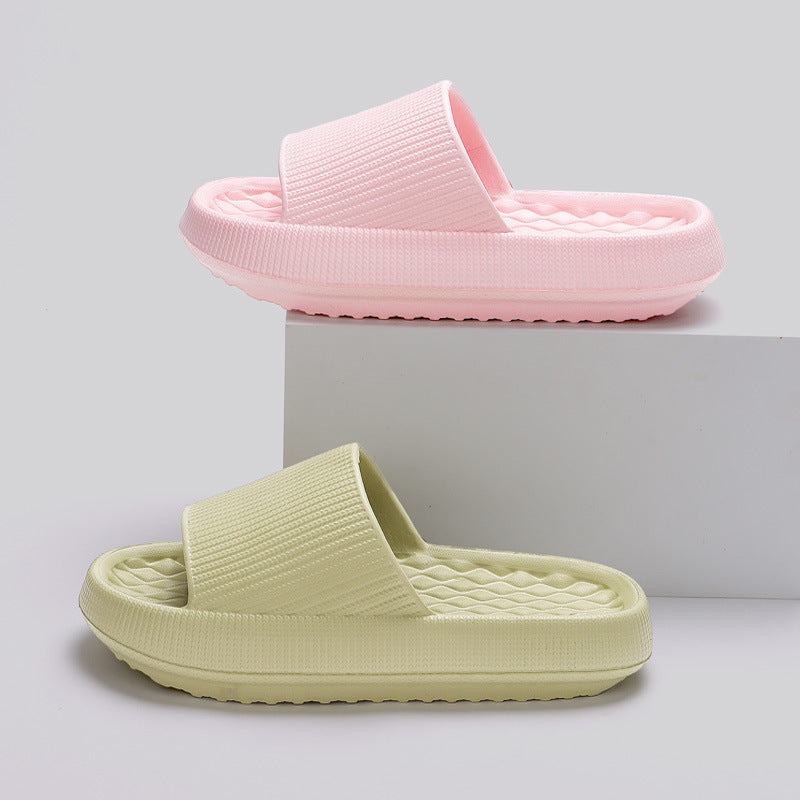 Summer EVA Slippers Solid Color Rhombus Stripe Anti-slip Slippers New Women's Home Shoes - BuzzMart