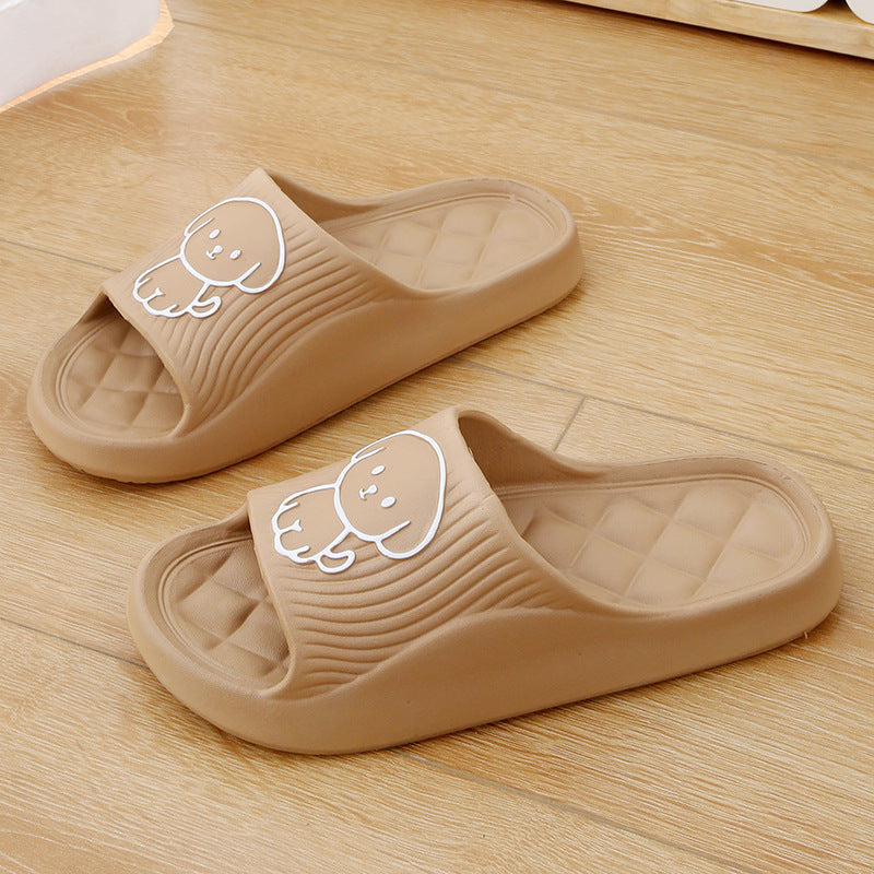 Cute Cartoon Dog Slippers Summer Solid Color Non-slip Rhombus Bathroom Slipper Indoor House Shoes For Men Women Couples - BuzzMart
