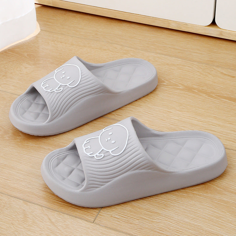 Cute Cartoon Dog Slippers Summer Solid Color Non-slip Rhombus Bathroom Slipper Indoor House Shoes For Men Women Couples - BuzzMart