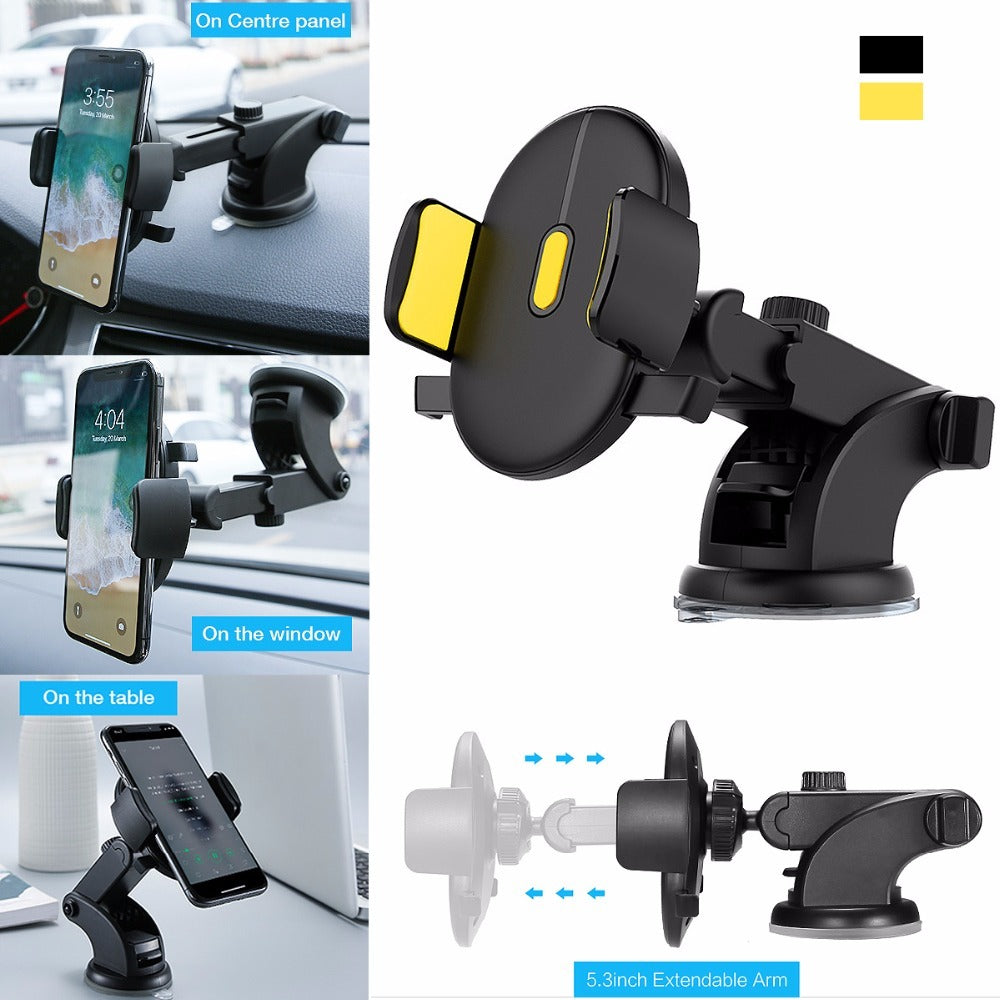 Car Phone Holder Long Rod Telescopic Car Dashboard Suction Cup Type - BuzzMart