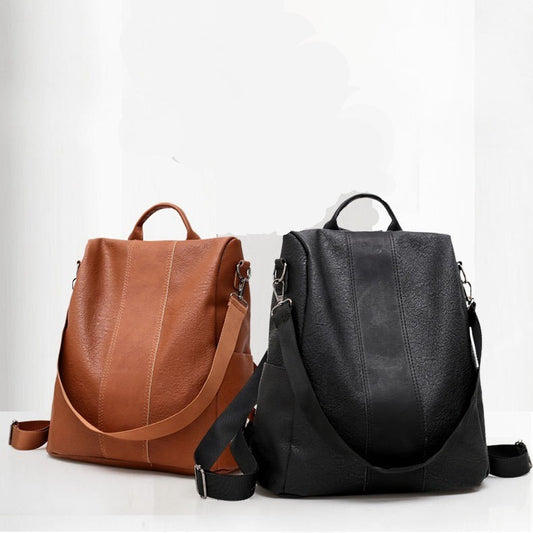 Women's solid color large capacity backpack - BuzzMart