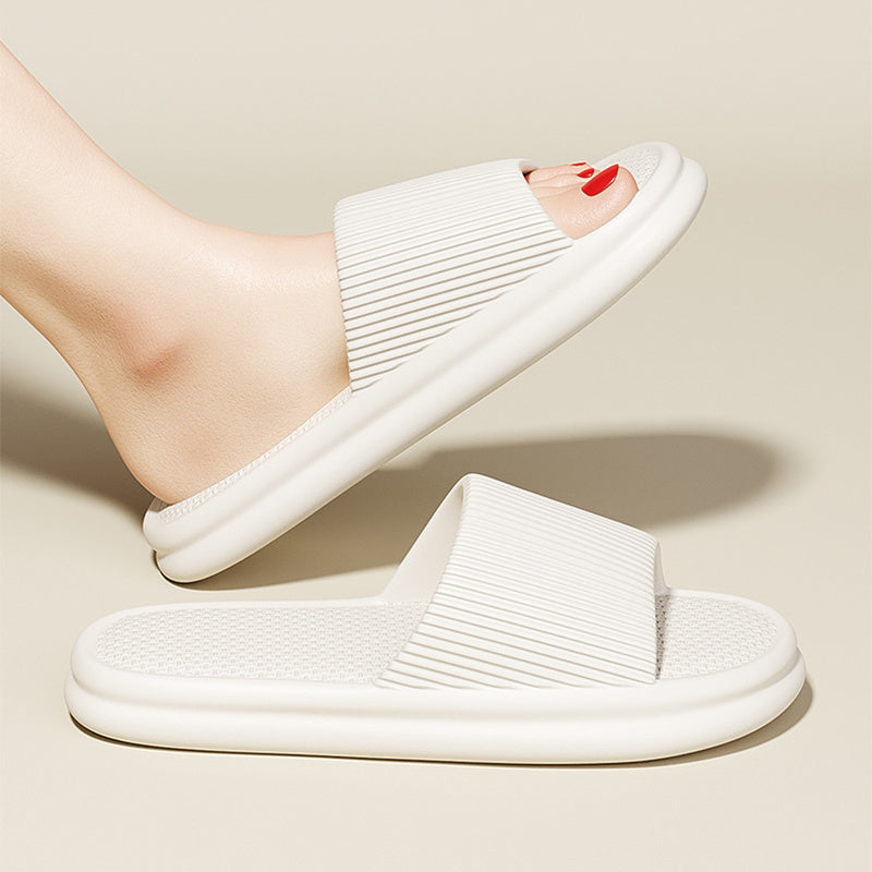 Striped Design Home Slippers For Women Men Soft Anti-slip Floor Bathroom Slippers Solid House Shoes - BuzzMart
